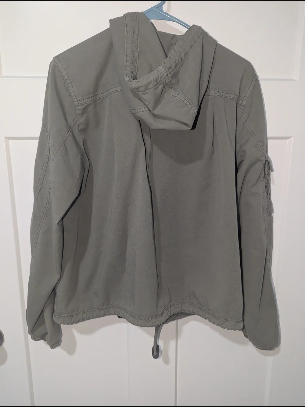 American Eagle Outfitters Hooded Military Field Jacket - Gray Green